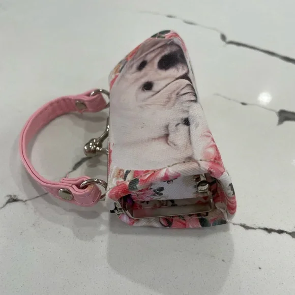 Tic Toc Pink Puppy Print Kiss Lock Lipstick/Change Purse/Bag Charm No Callouts - Picture 10 of 13